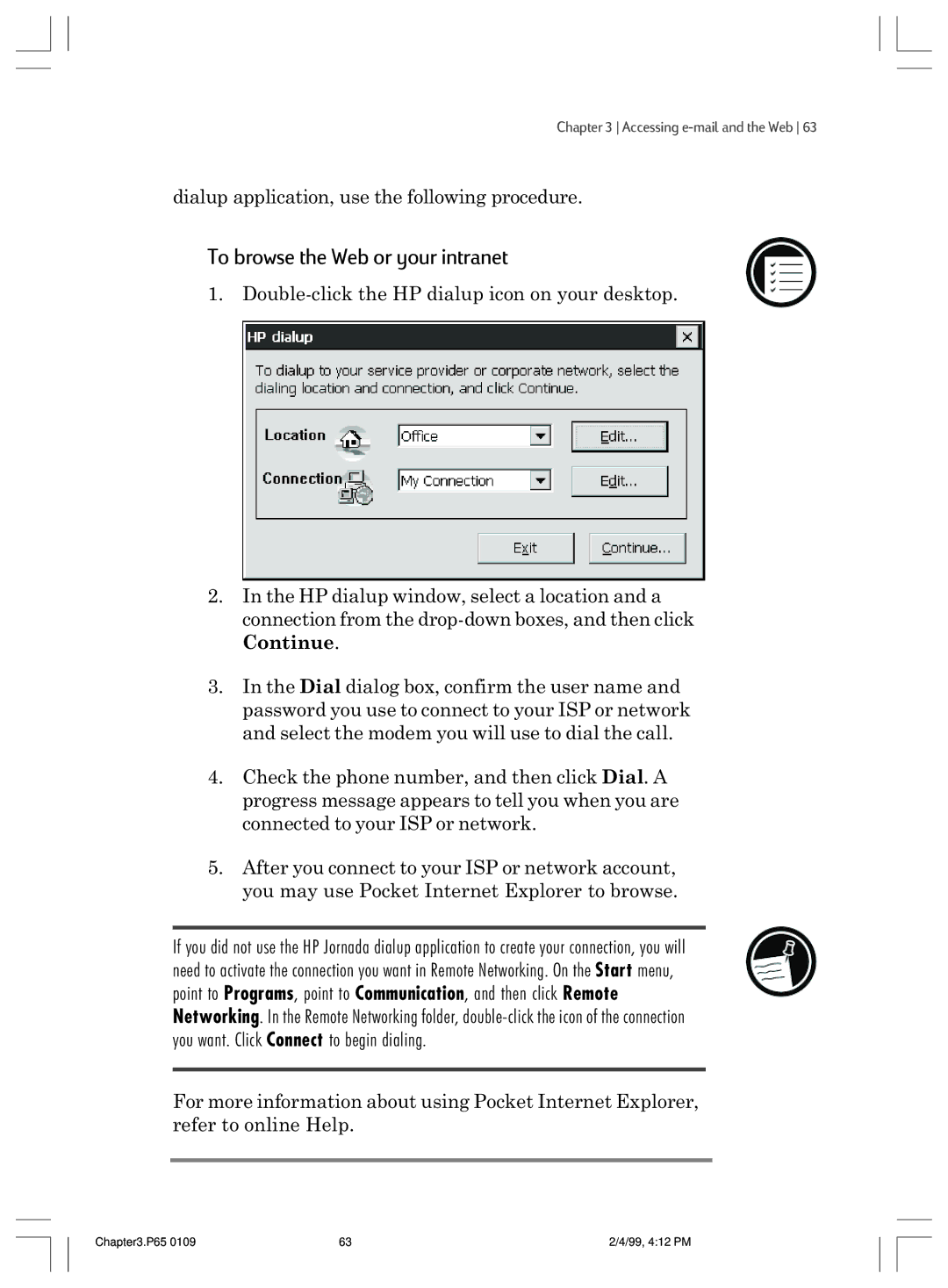 HP 820 manual To browse the Web or your intranet 