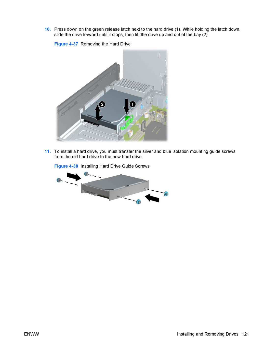 HP B2B13UT, 8200 QX285USABA, XZ779UA, SP913UC, QN090AW manual 38Installing Hard Drive Guide Screws 