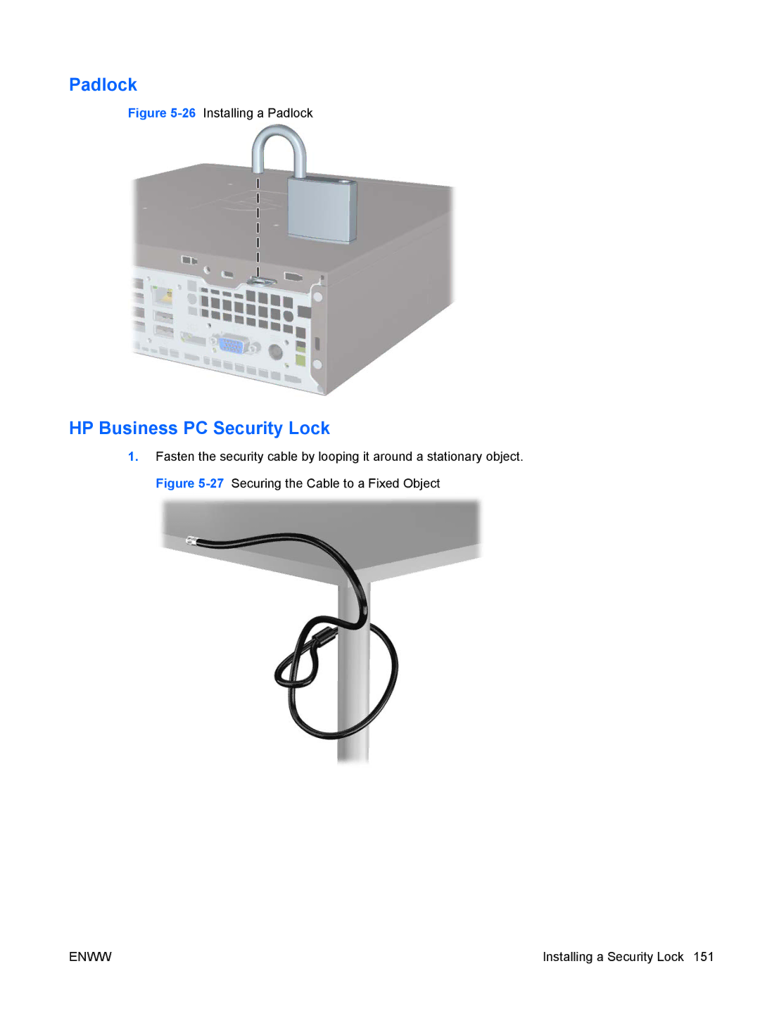 HP B2B13UT, 8200 QX285USABA, XZ779UA, SP913UC, QN090AW manual 26Installing a Padlock 