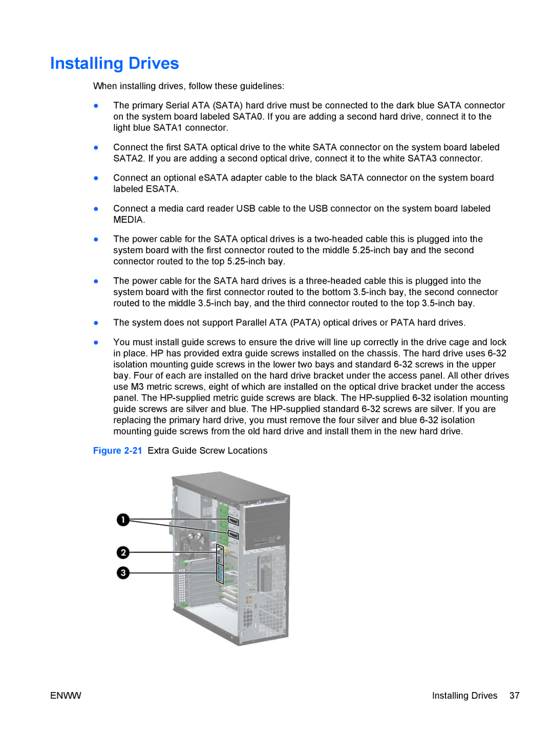 HP 8200 QX285USABA, XZ779UA, SP913UC, QN090AW, B2B13UT manual Installing Drives, Media 