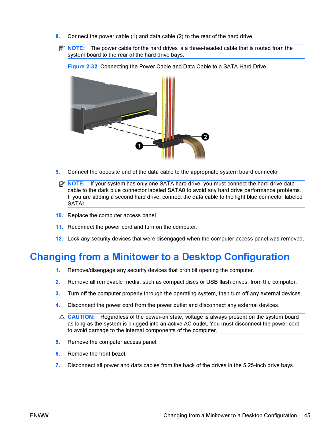 HP QN090AW, 8200 QX285USABA, XZ779UA, SP913UC, B2B13UT manual Changing from a Minitower to a Desktop Configuration 