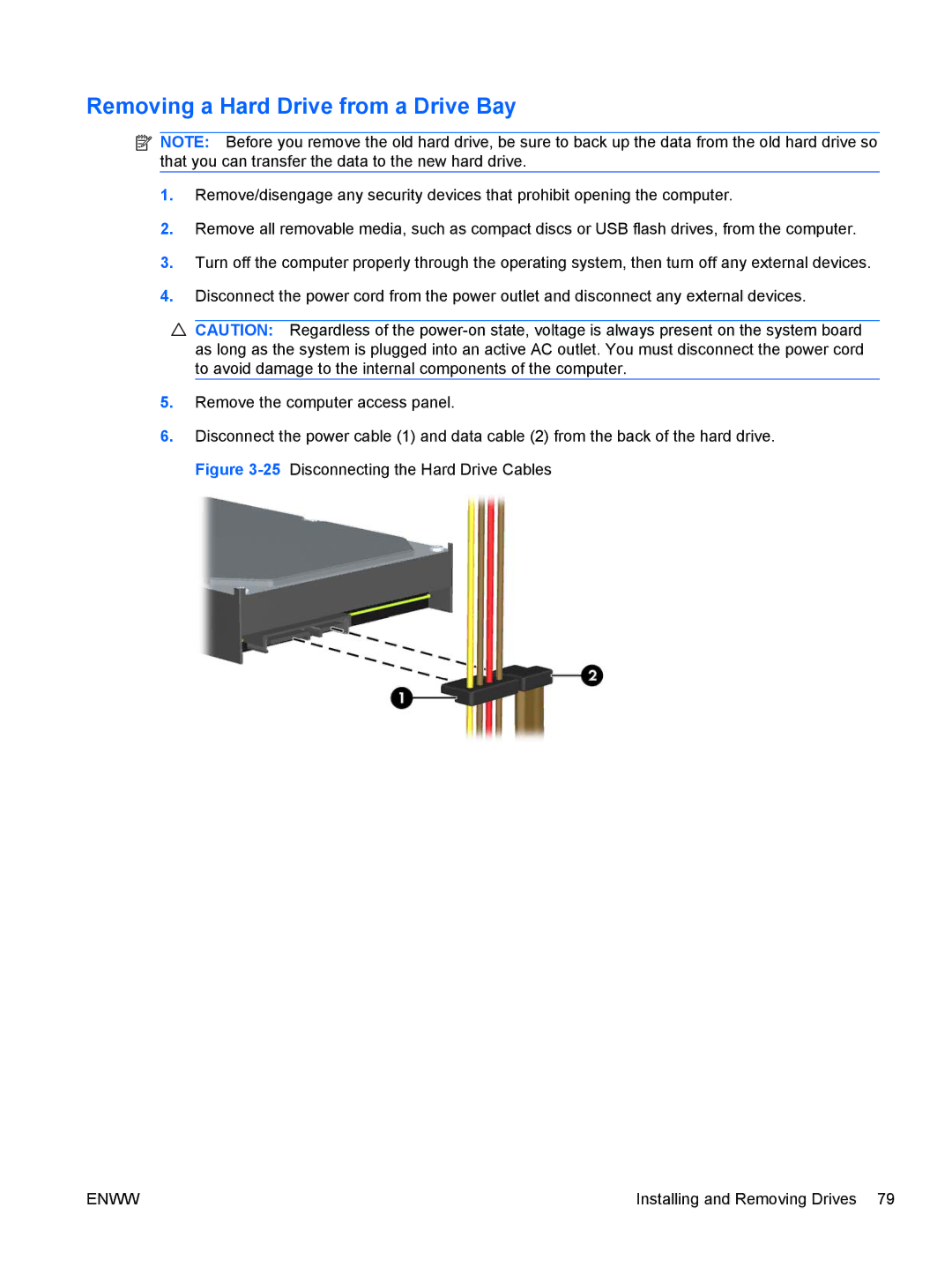 HP SP913UC, 8200 QX285USABA, XZ779UA, QN090AW, B2B13UT manual Removing a Hard Drive from a Drive Bay 