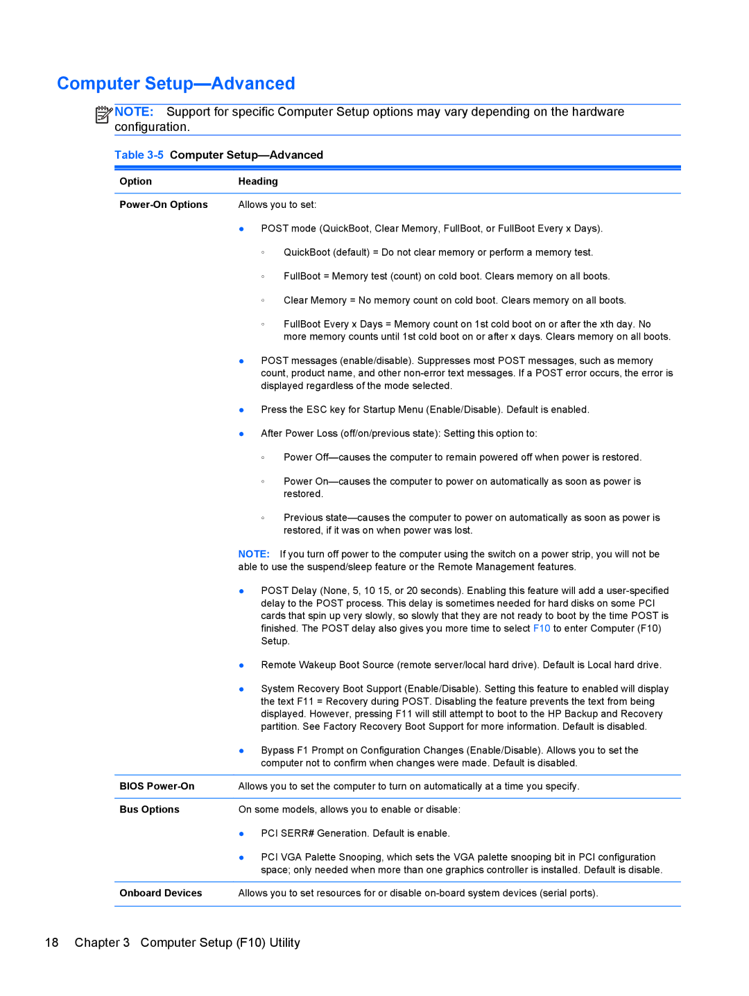 HP 8200 SM774UP manual 5Computer Setup-Advanced 