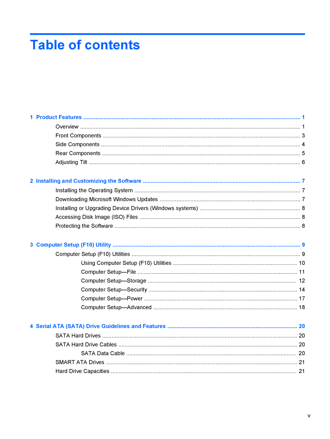 HP 8200 SM774UP manual Table of contents 