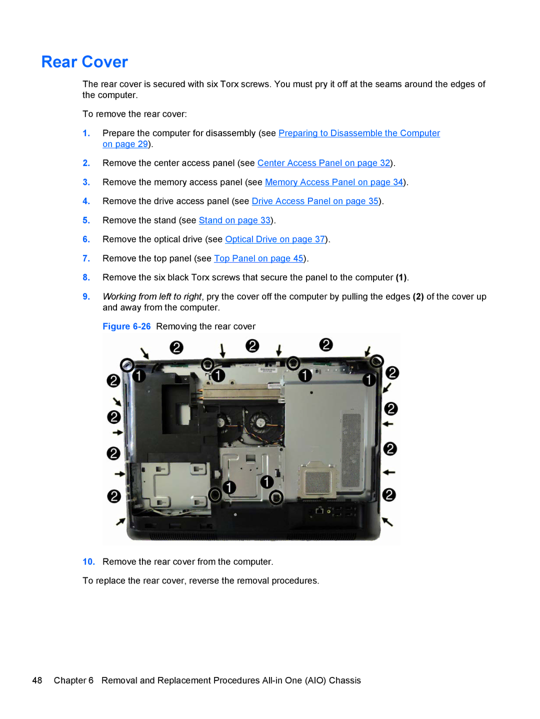 HP 8200 SM774UP manual Rear Cover 