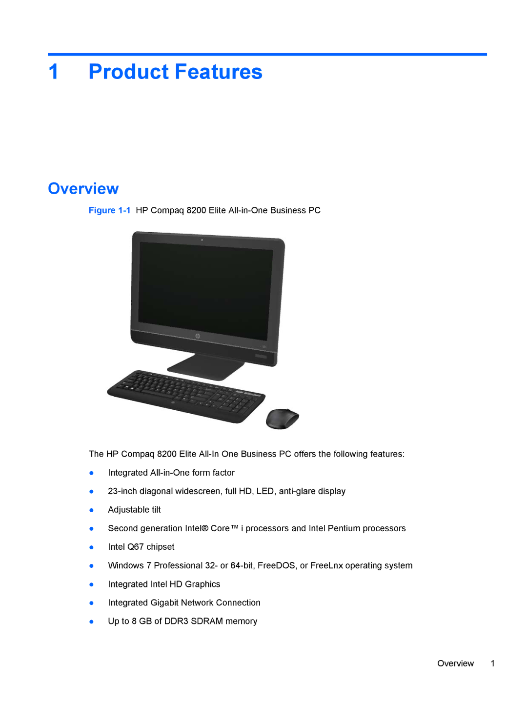 HP 8200 SM774UP manual Product Features, Overview 