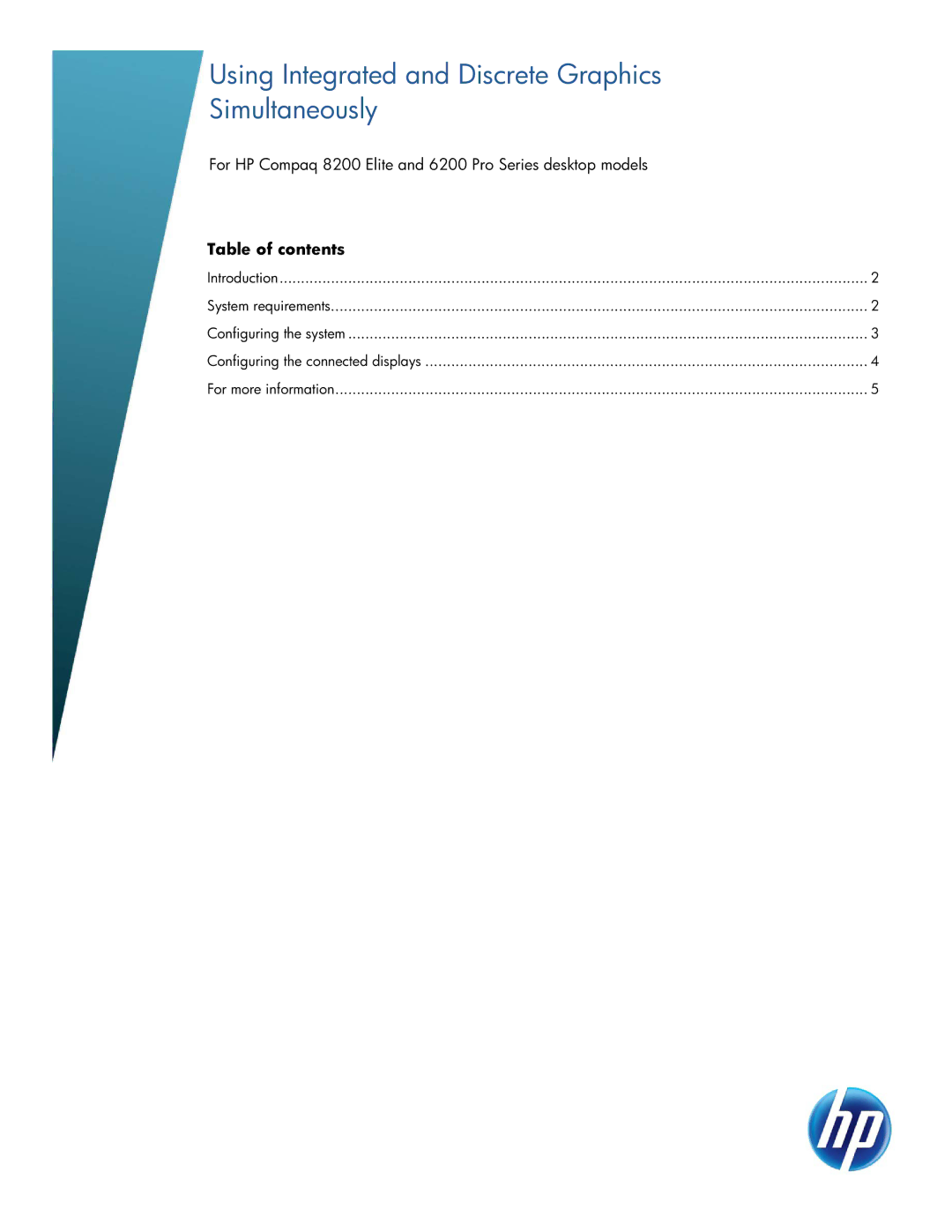 HP 8200 tower manual Using Integrated and Discrete Graphics Simultaneously, Table of contents 