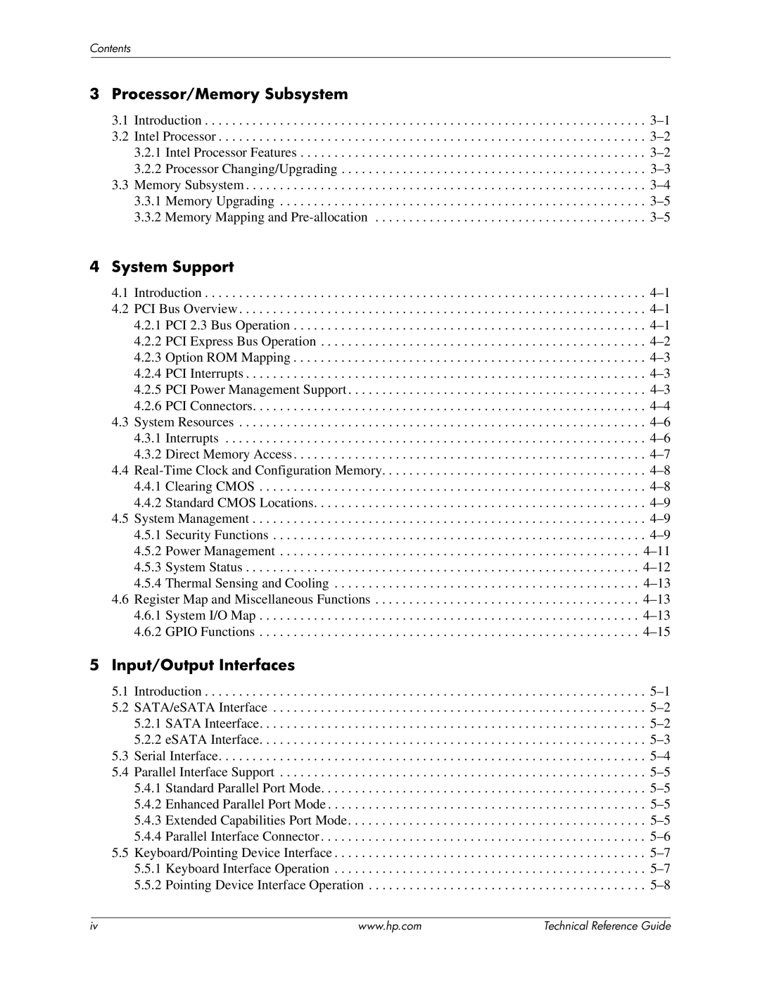 HP 8200 tower manual Processor/Memory Subsystem, System Support, Input/Output Interfaces 