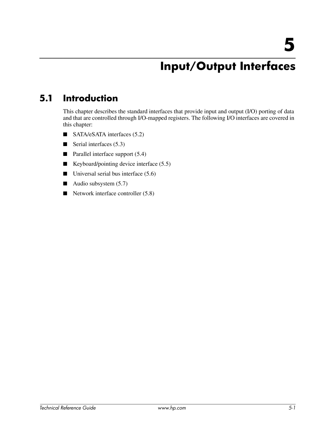 HP 8200 tower manual Input/Output Interfaces, Introduction 