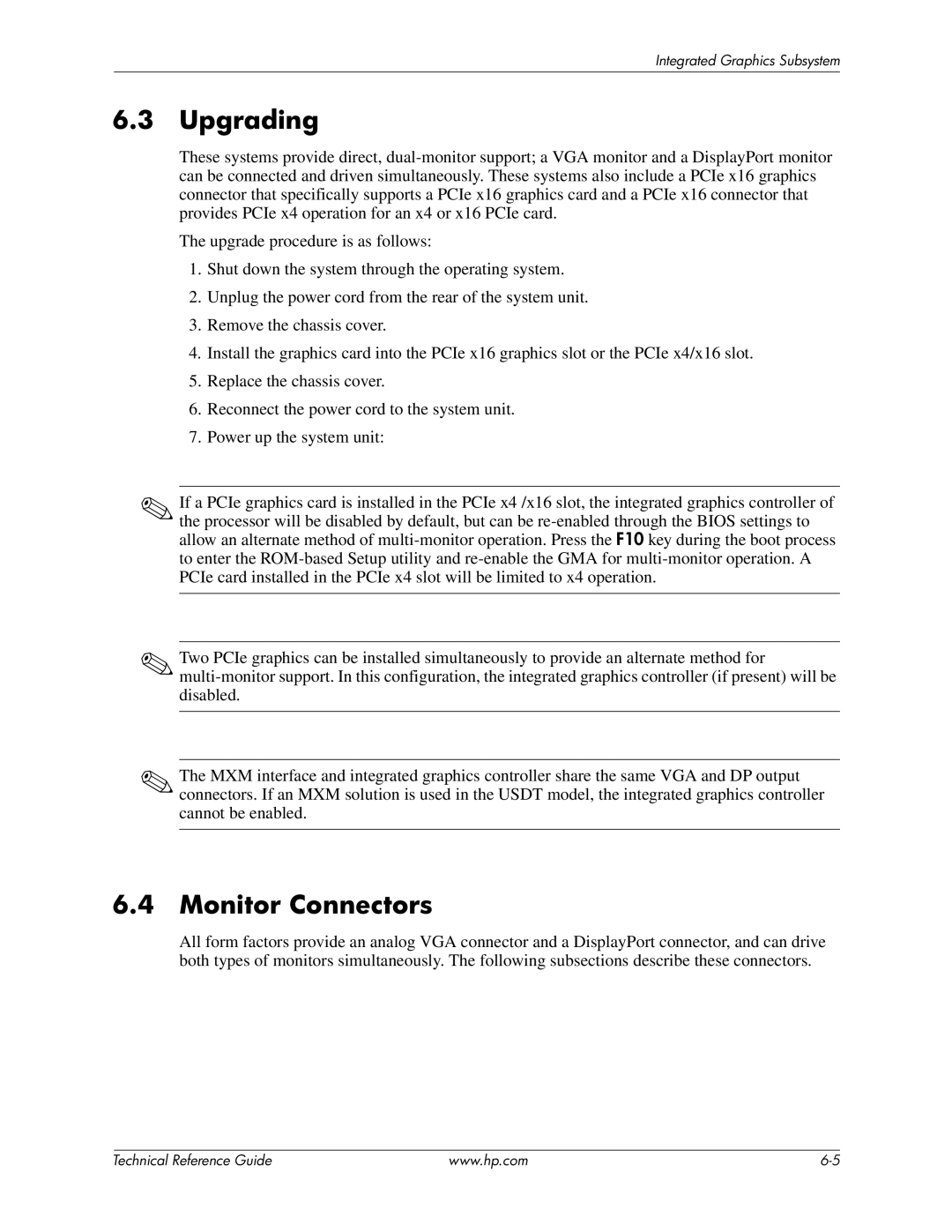 HP 8200 tower manual Upgrading, Monitor Connectors 