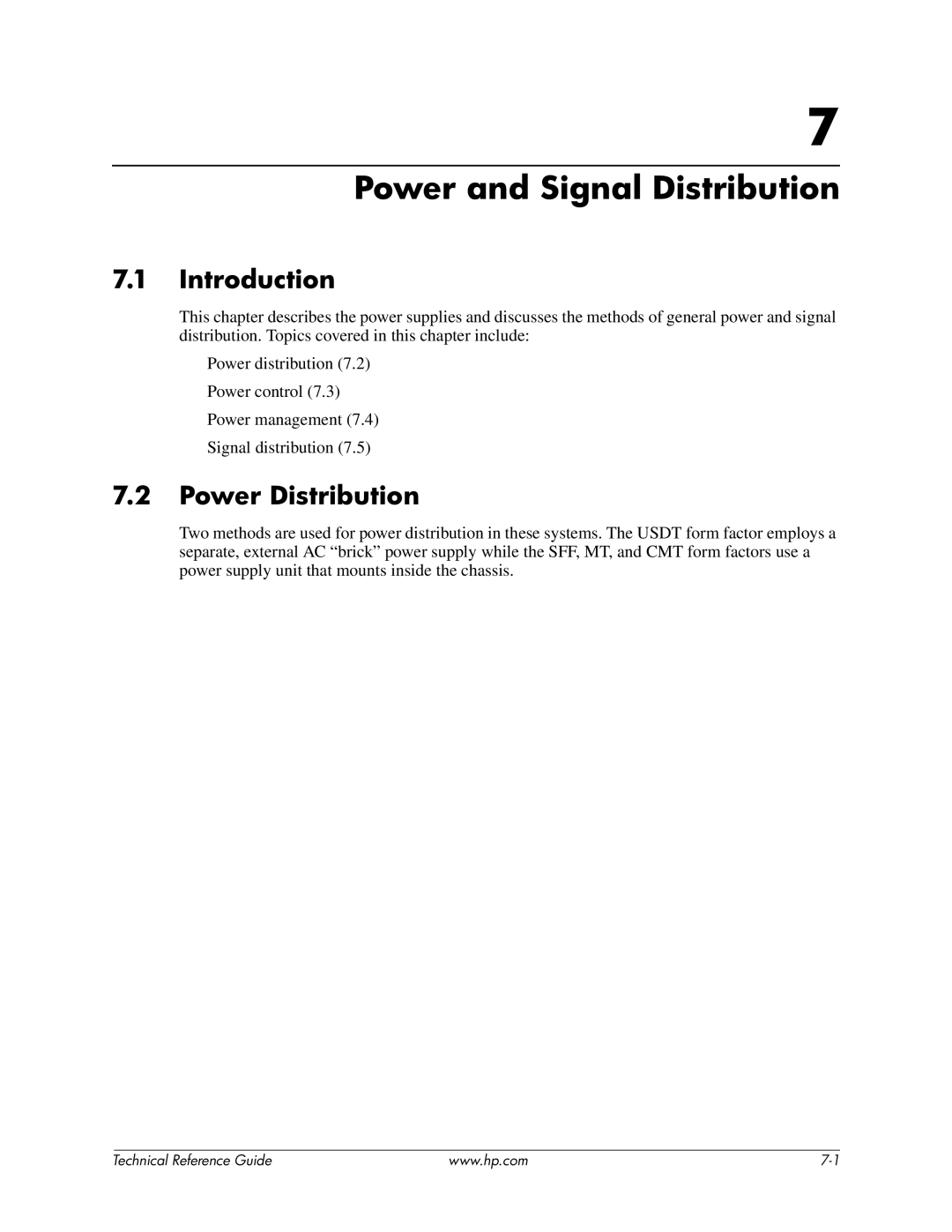 HP 8200 tower manual Power and Signal Distribution, Power Distribution 