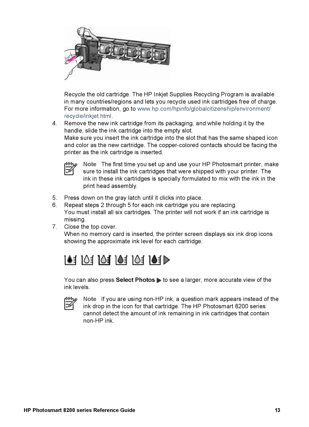 HP manual HP Photosmart 8200 series Reference Guide 