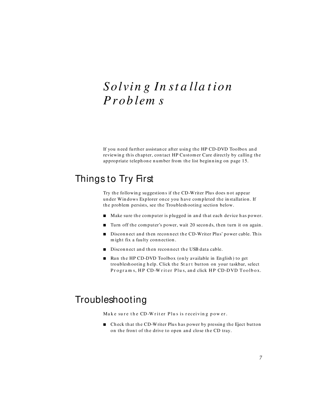 HP 8210E, 8200E manual Solving Installation Problems, Things to Try First, Troubleshooting 