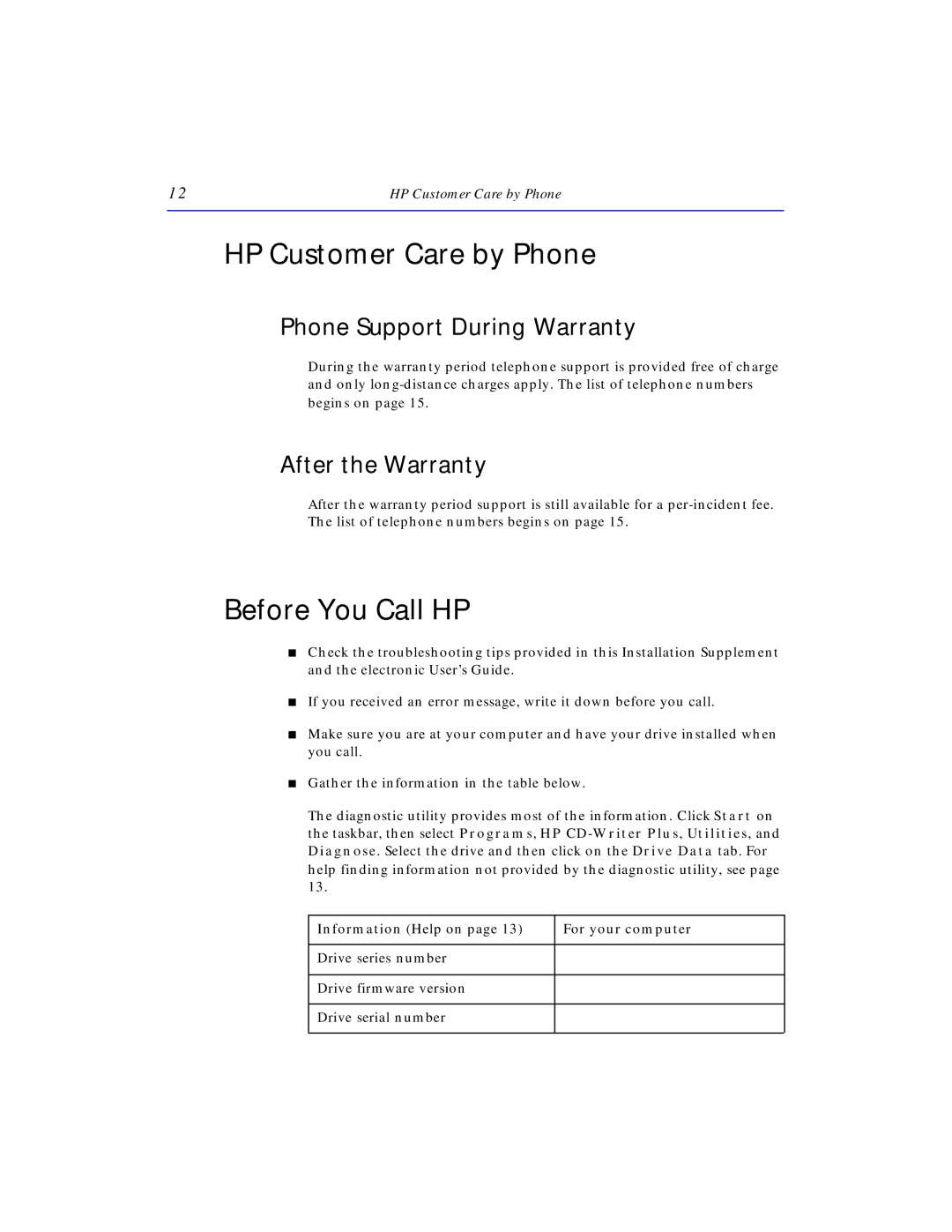 HP 8210E, 8200E manual HP Customer Care by Phone, Before You Call HP, For your computer 