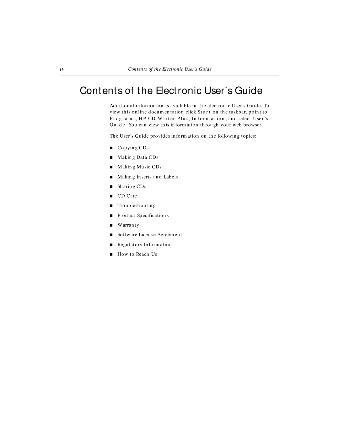 HP 8210E, 8200E manual Contents of the Electronic User’s Guide 