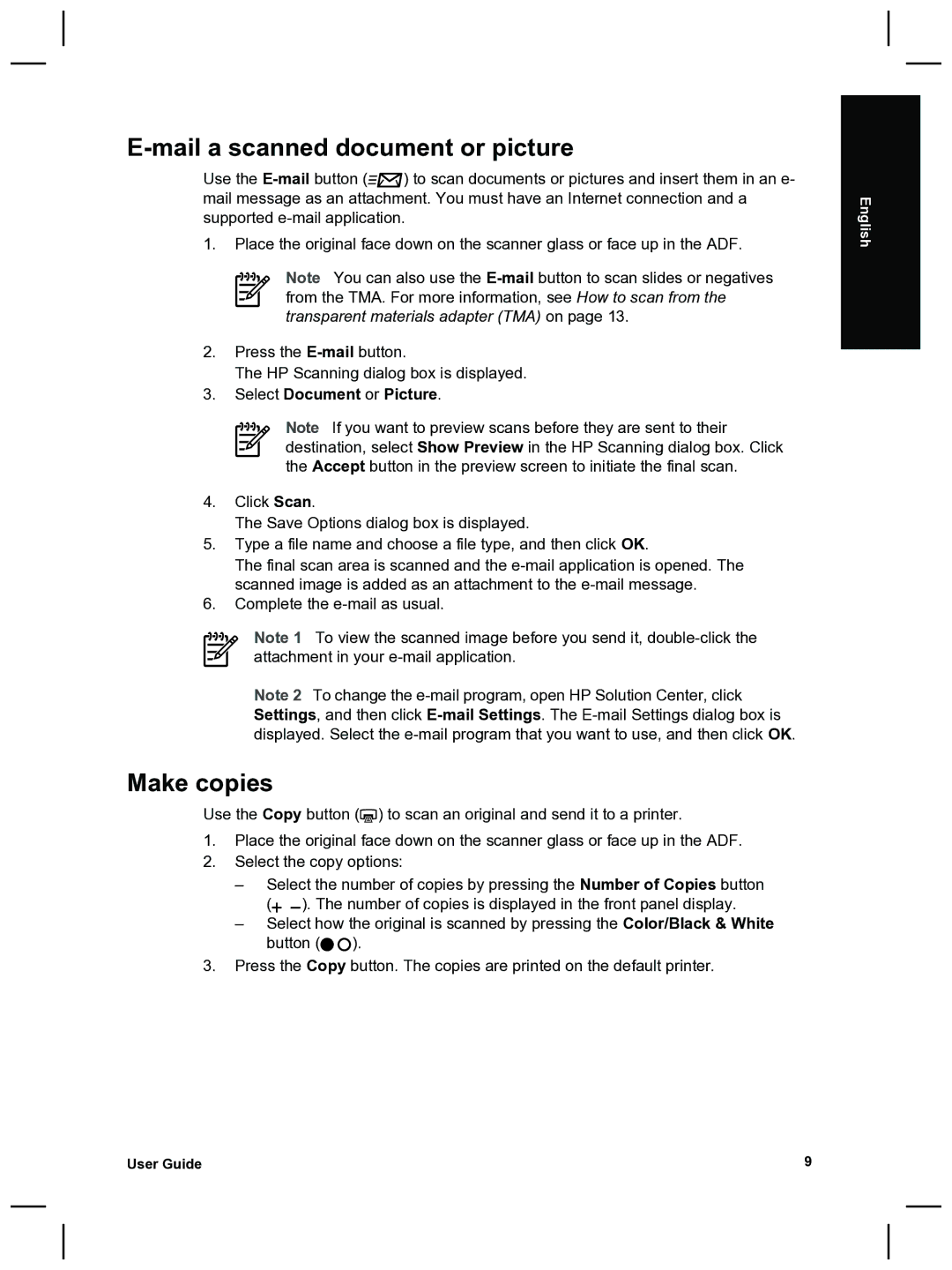 HP 8270 manual Mail a scanned document or picture, Make copies, Select Document or Picture 