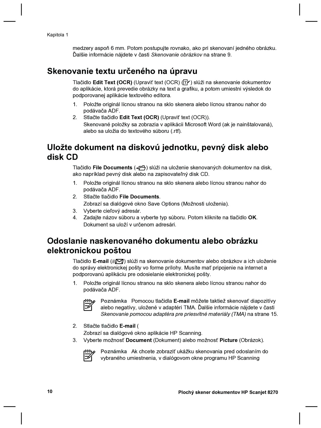 HP 8270 manual Skenovanie textu určeného na úpravu 