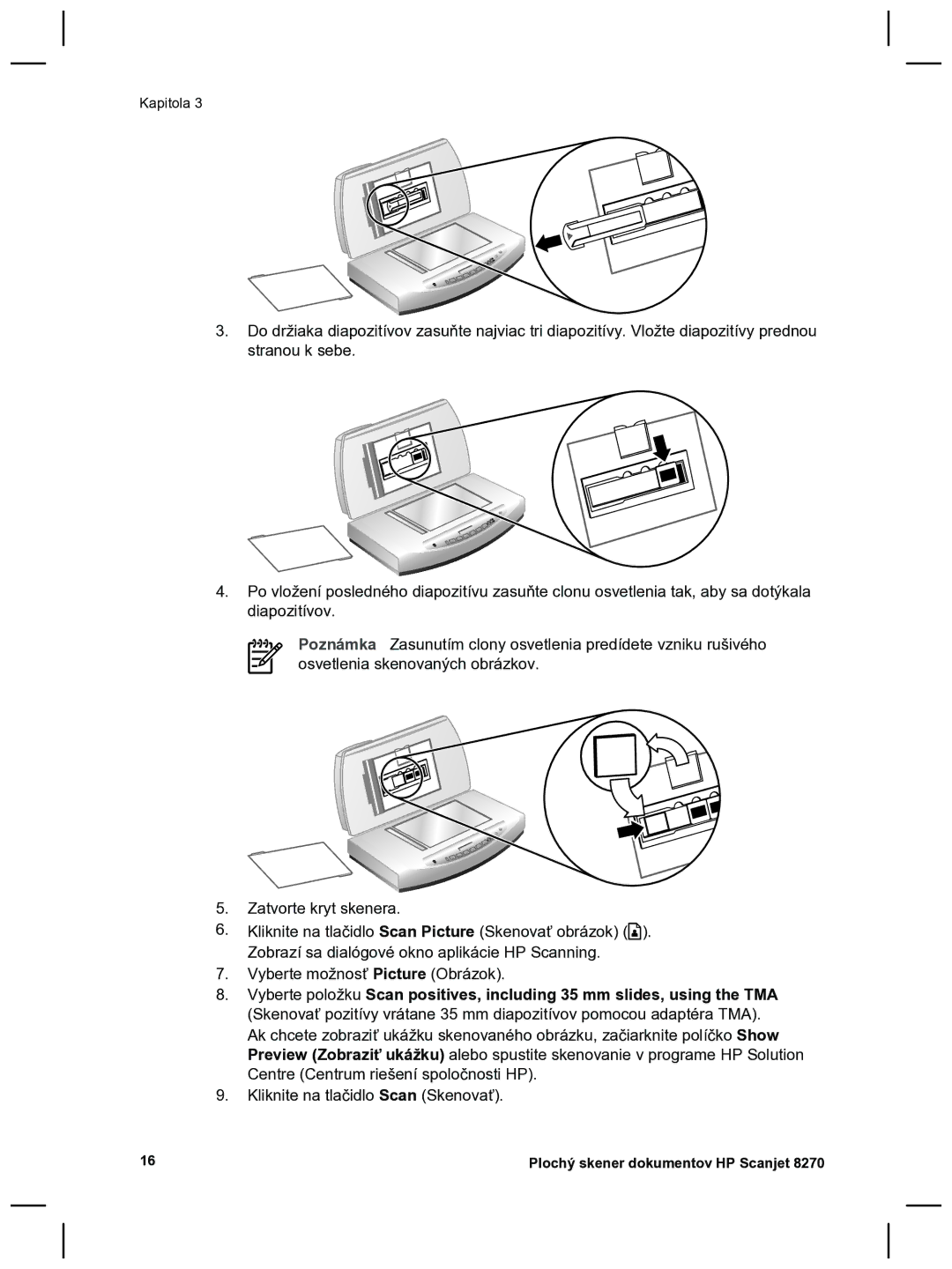 HP 8270 manual Kliknite na tlačidlo Scan Skenovať 