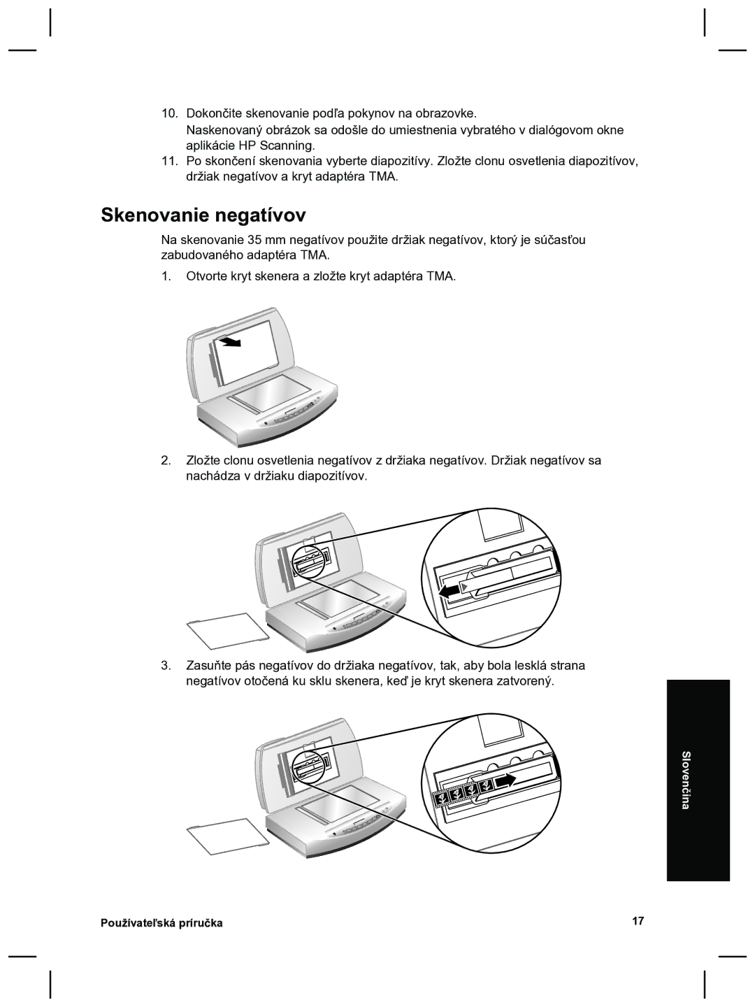 HP 8270 manual Skenovanie negatívov 