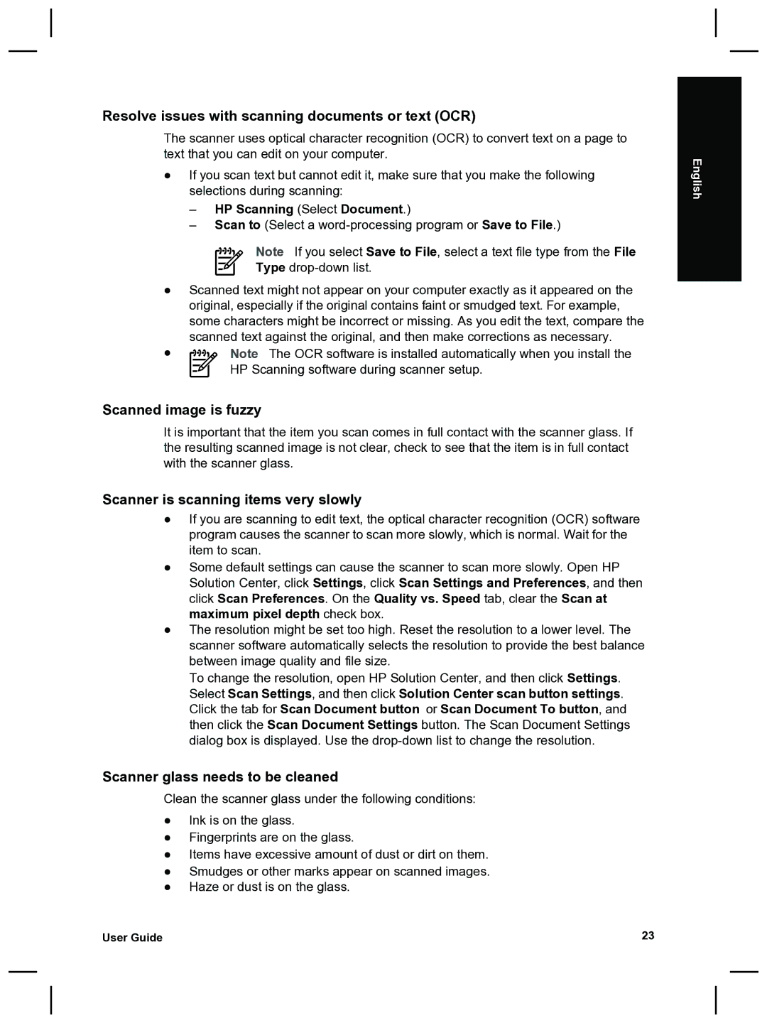 HP 8270 Resolve issues with scanning documents or text OCR, Scanned image is fuzzy, Scanner is scanning items very slowly 