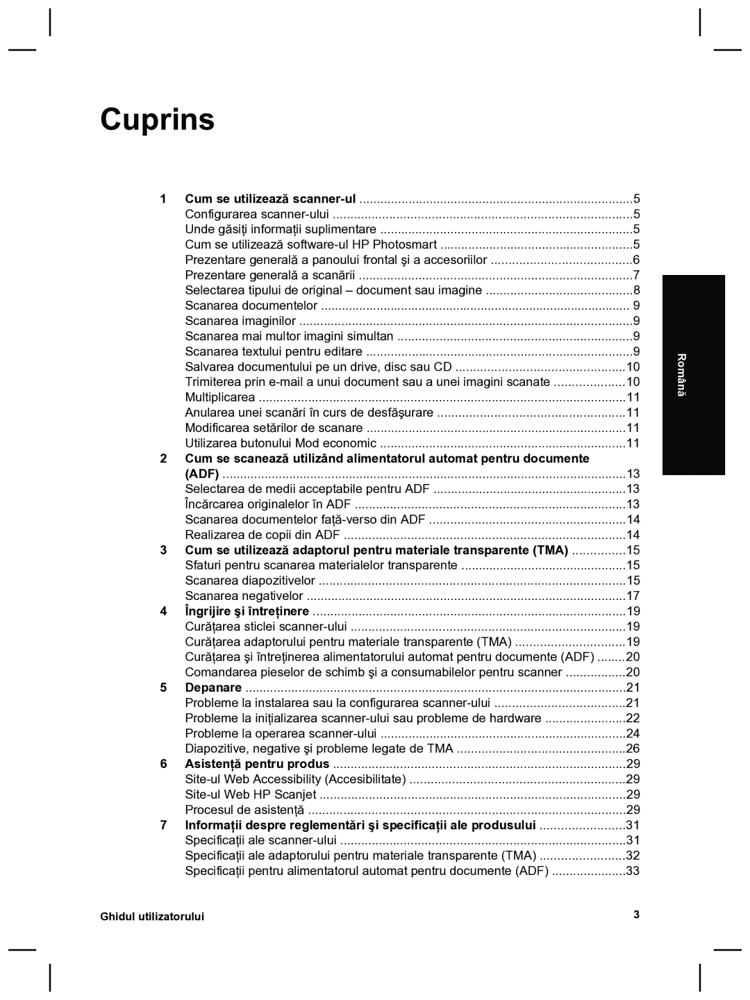 HP 8270 manual Cuprins 