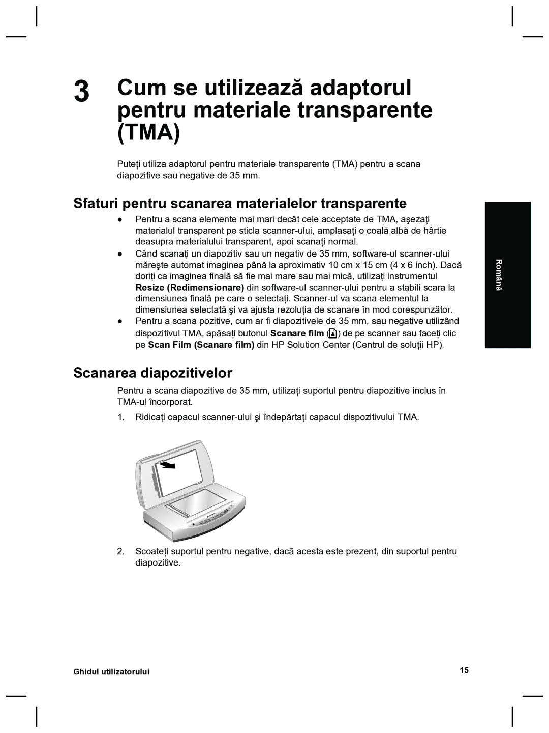 HP 8270 Cum se utilizează adaptorul, Pentru materiale transparente, Sfaturi pentru scanarea materialelor transparente 