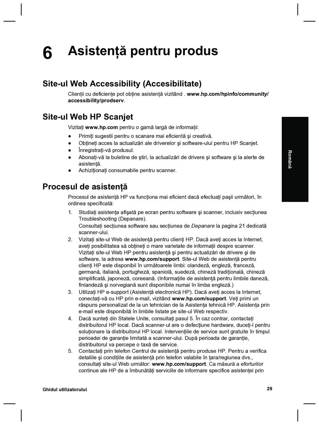 HP 8270 manual Asistenţă pentru produs, Procesul de asistenţă 