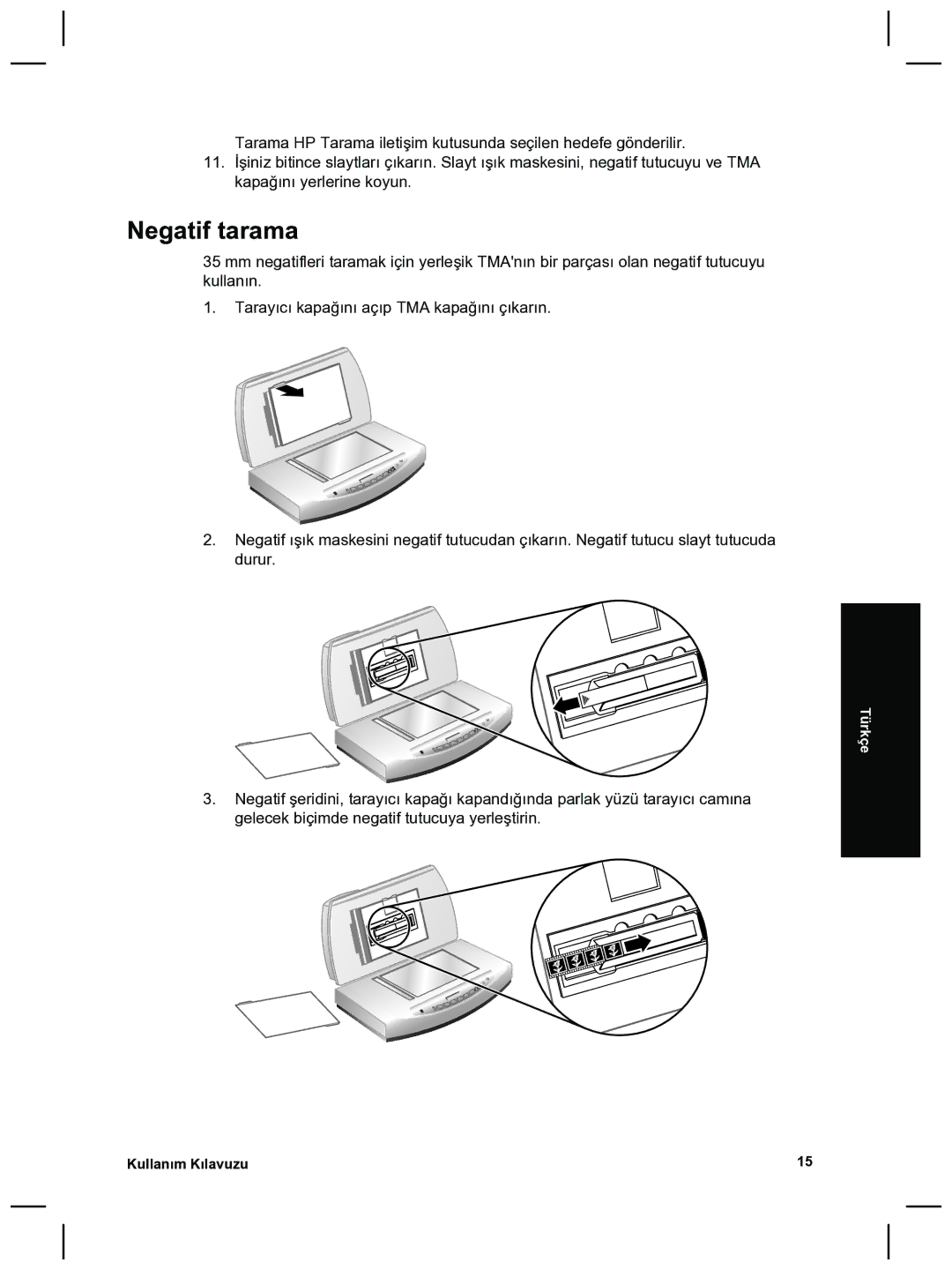 HP 8270 manual Negatif tarama 