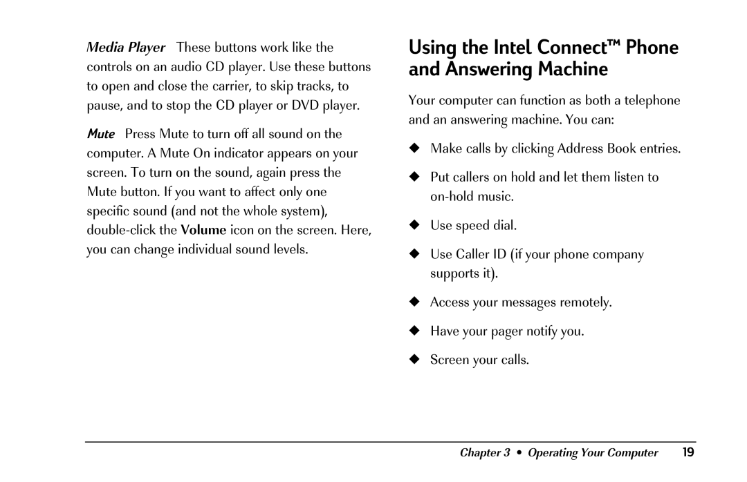 HP 8290 (US/CAN) manual Using the Intel Connect Phone and Answering Machine 