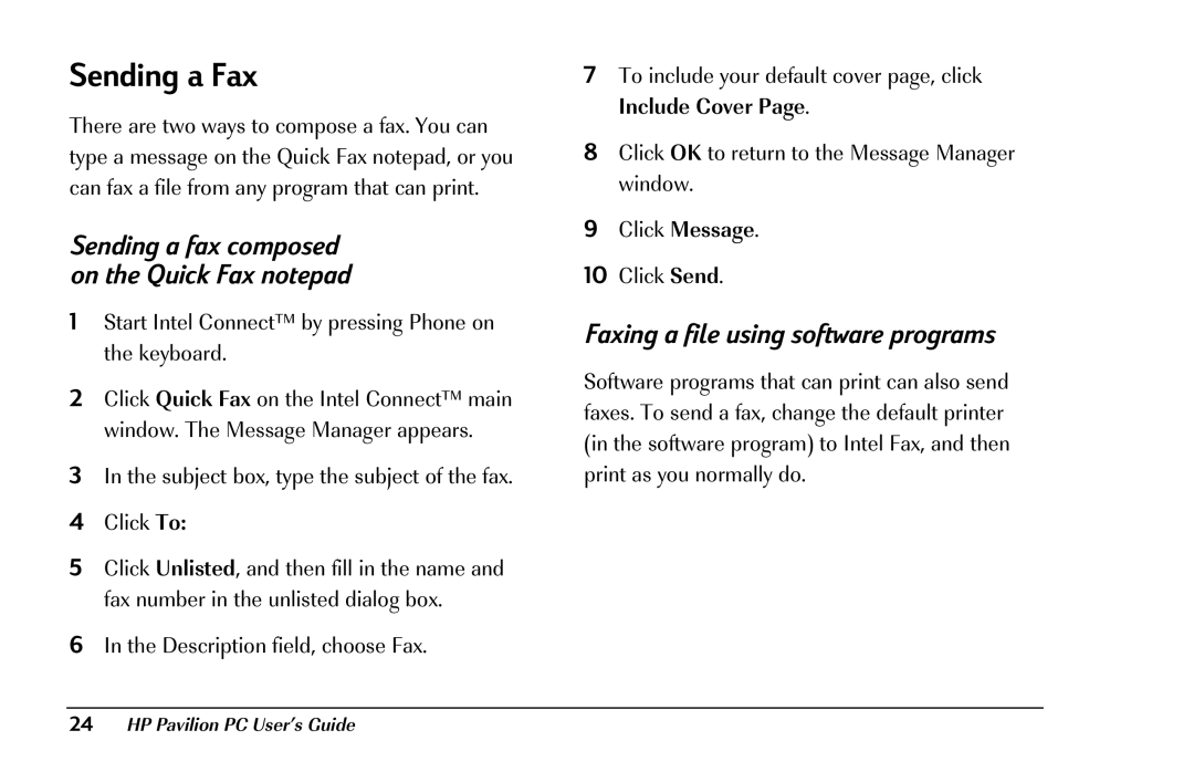 HP 8290 (US/CAN) manual Sending a Fax, Sending a fax composed on the Quick Fax notepad 