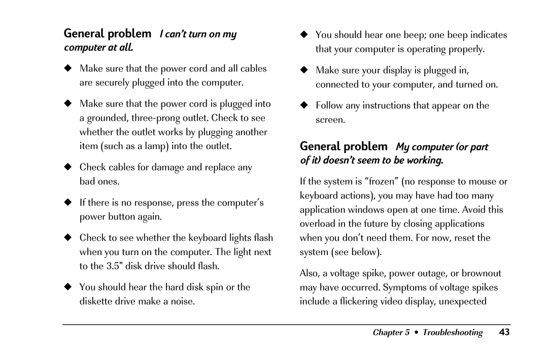 HP 8290 (US/CAN) manual General problem I can’t turn on my Computer at all 