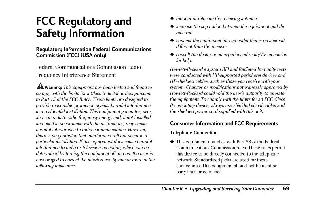 HP 8290 (US/CAN) manual FCC Regulatory and Safety Information, Consumer Information and FCC Requirements 