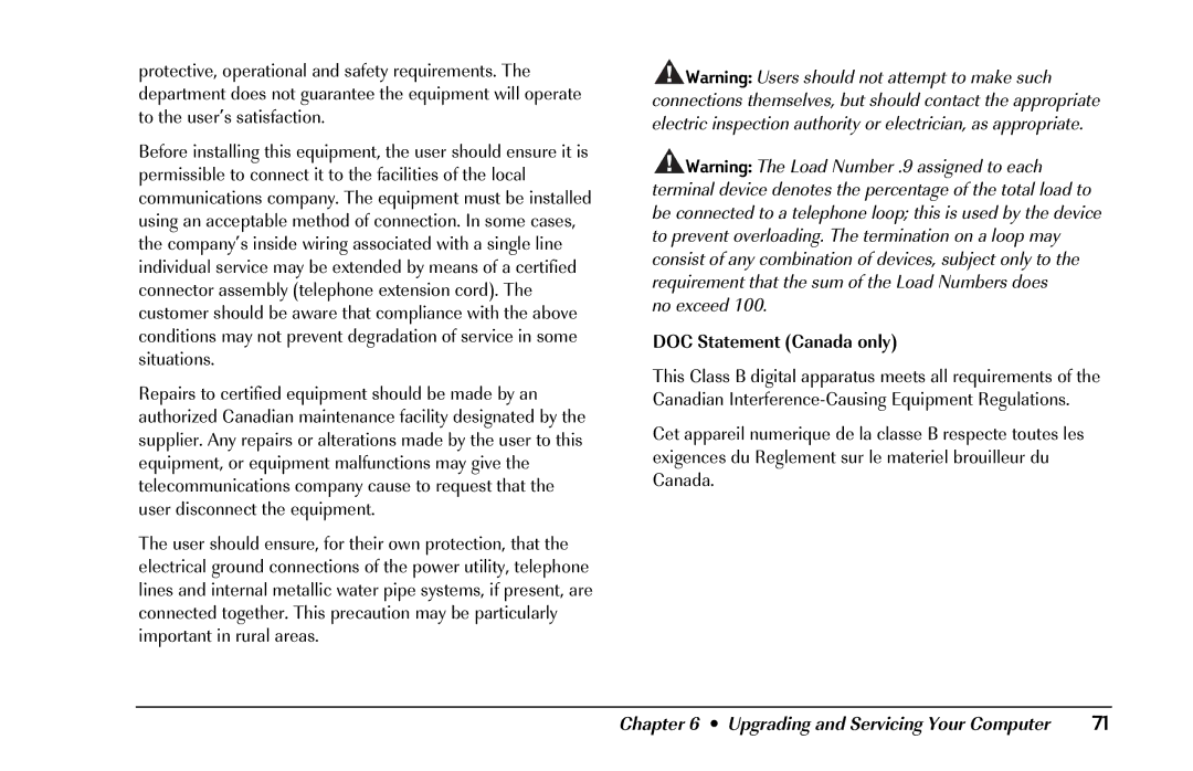 HP 8290 (US/CAN) manual DOC Statement Canada only 