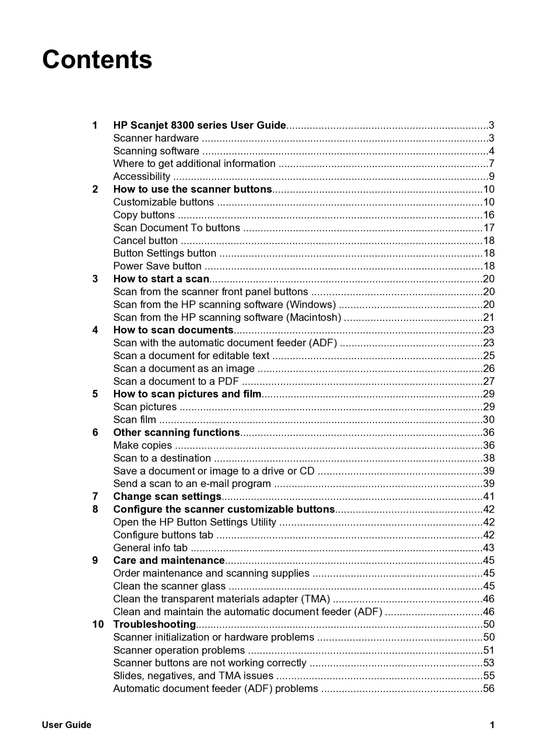 HP 8300 8300 manual Contents 