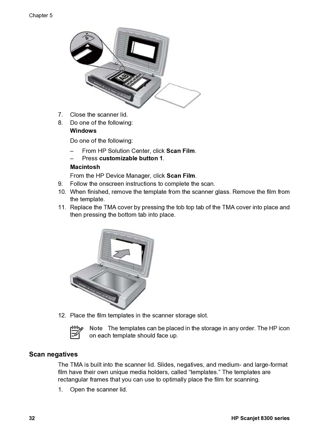 HP 8300 8300 manual Scan negatives, Windows 