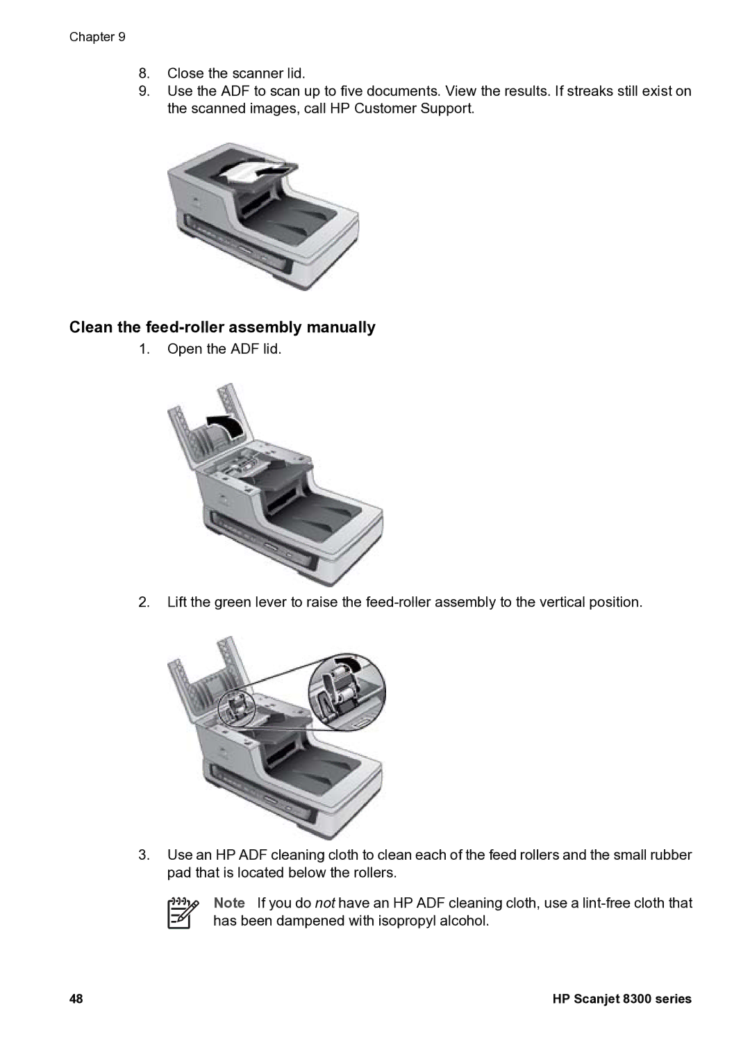 HP 8300 8300 Clean the feed-roller assembly manually 