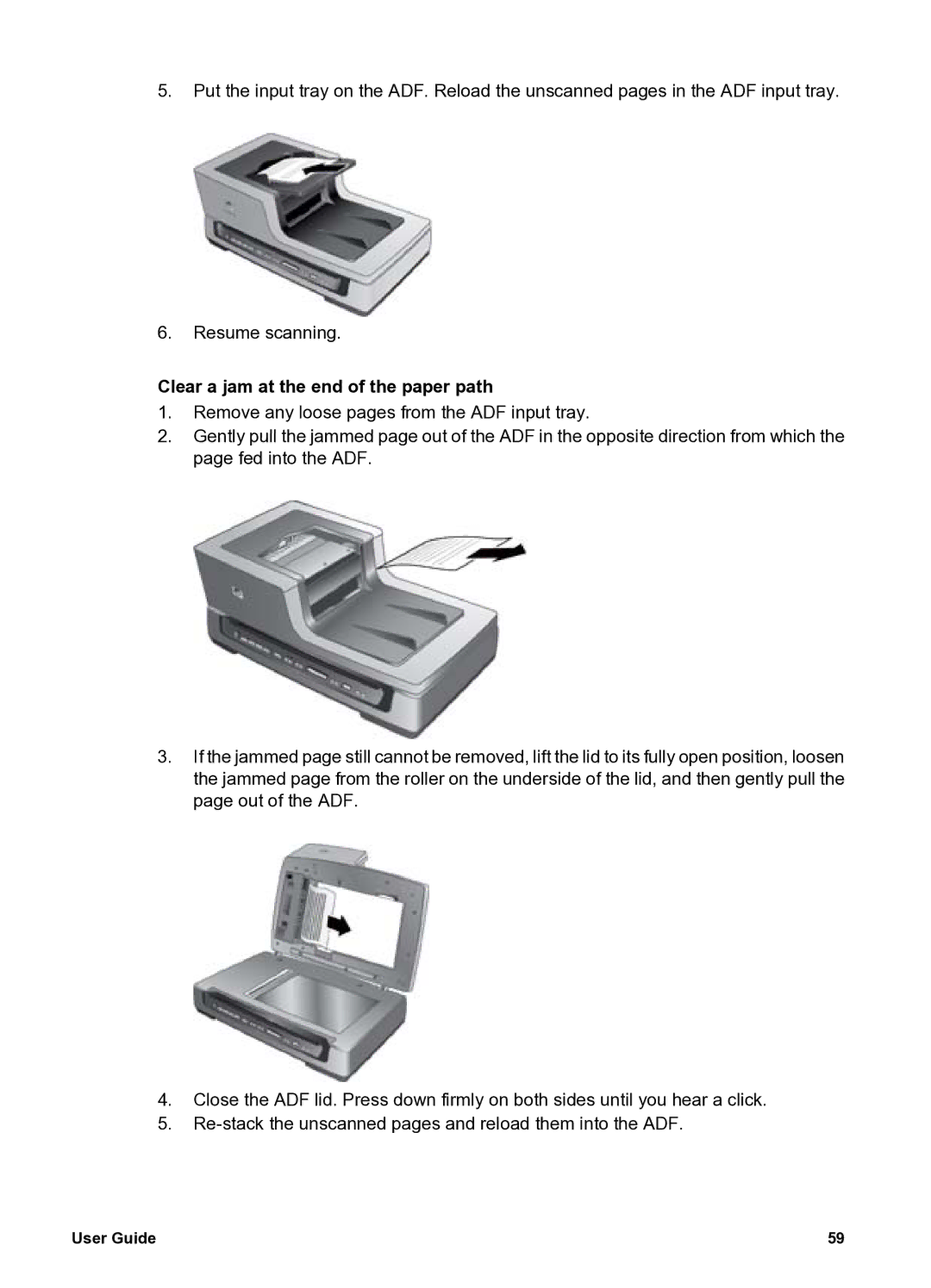 HP 8300 8300 manual Clear a jam at the end of the paper path 