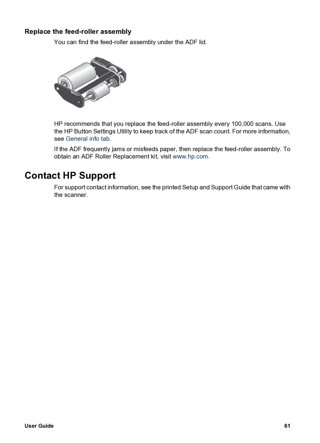 HP 8300 8300 manual Contact HP Support, Replace the feed-roller assembly 