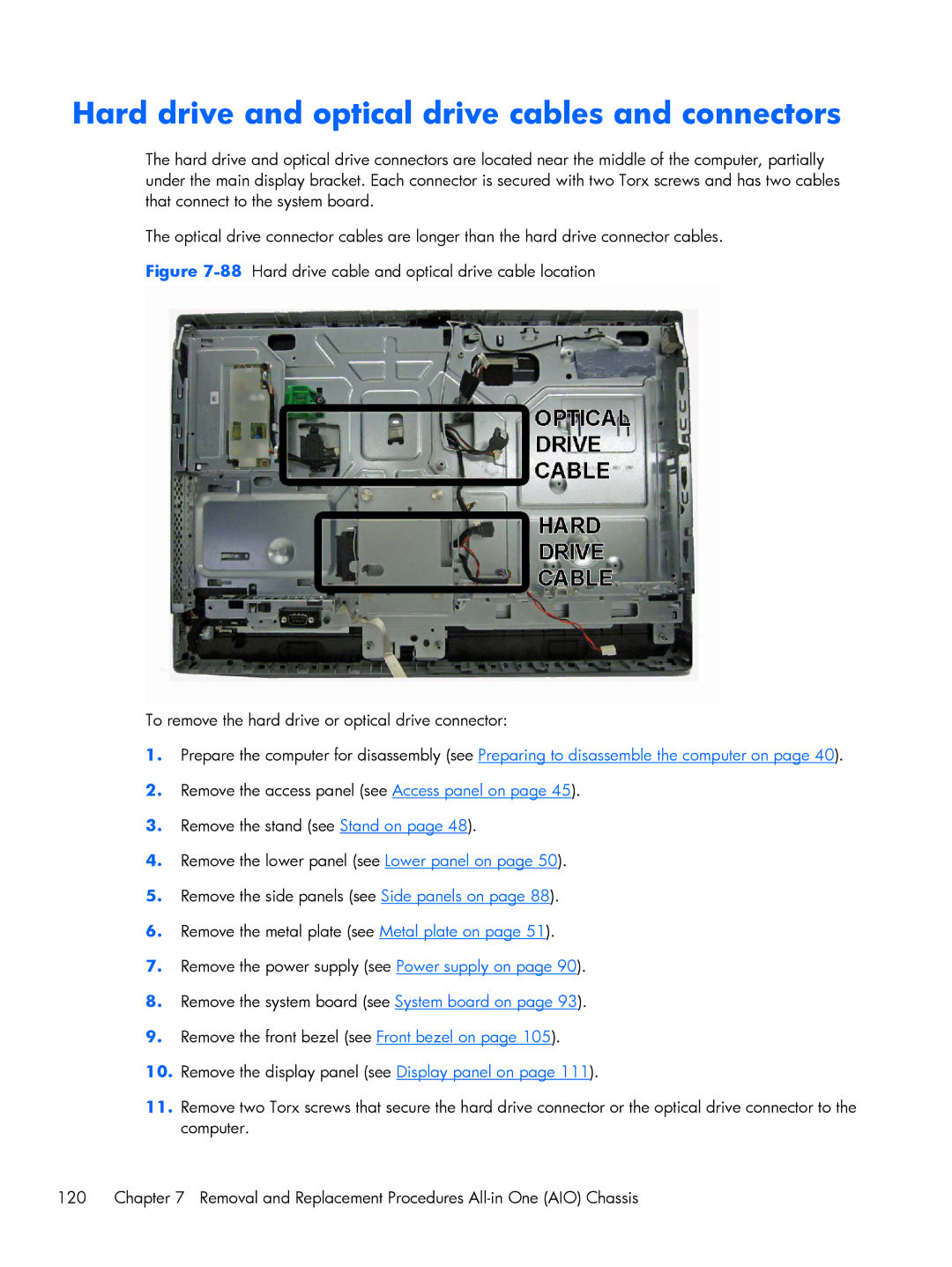 HP 8300 manual Hard drive and optical drive cables and connectors 