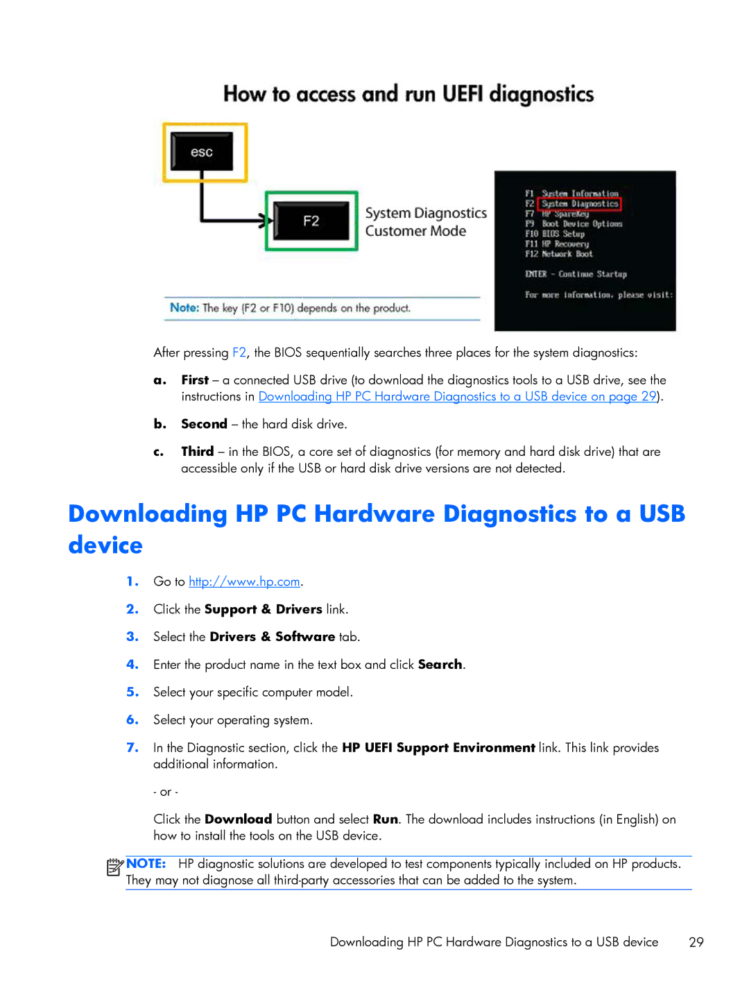 HP 8300 manual Downloading HP PC Hardware Diagnostics to a USB device 