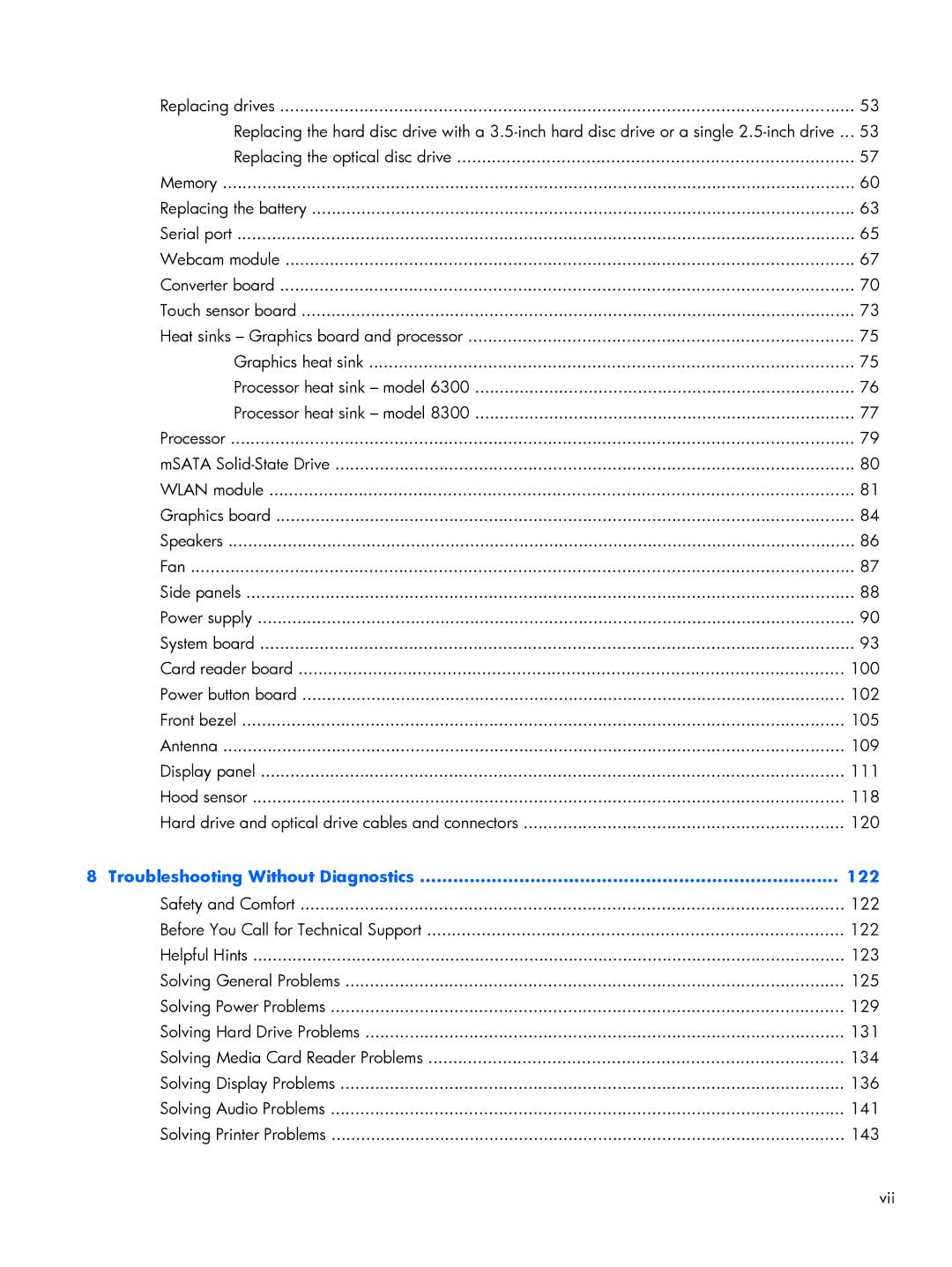 HP 8300 manual Troubleshooting Without Diagnostics 122 