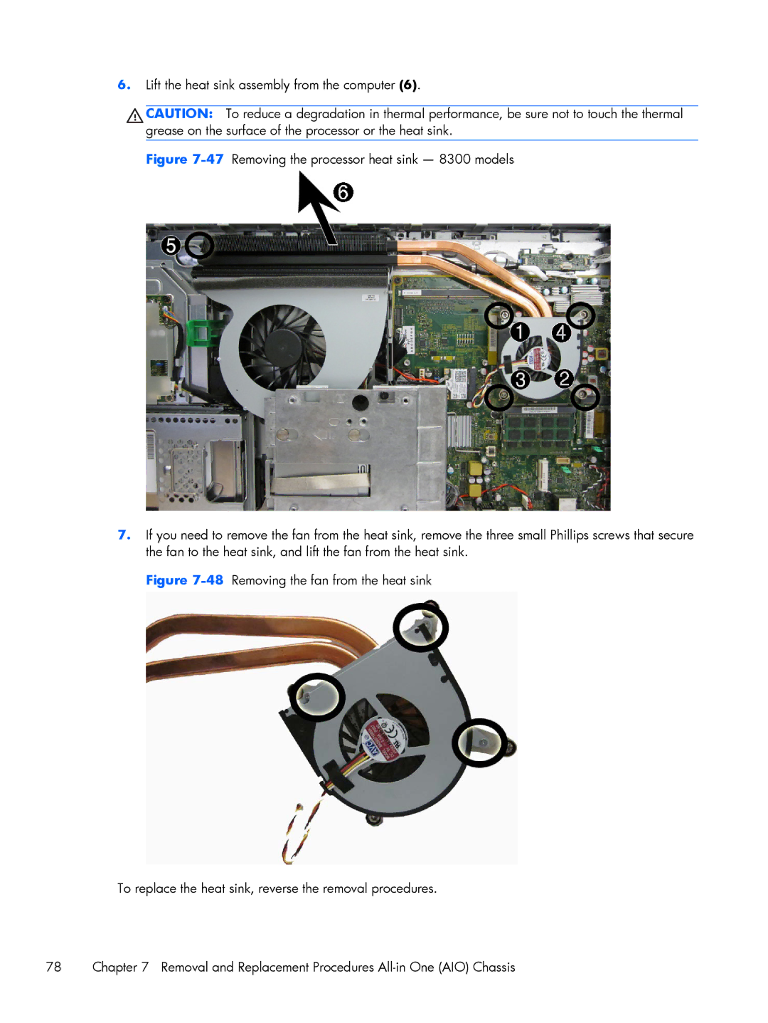 HP 8300 manual Lift the heat sink assembly from the computer 