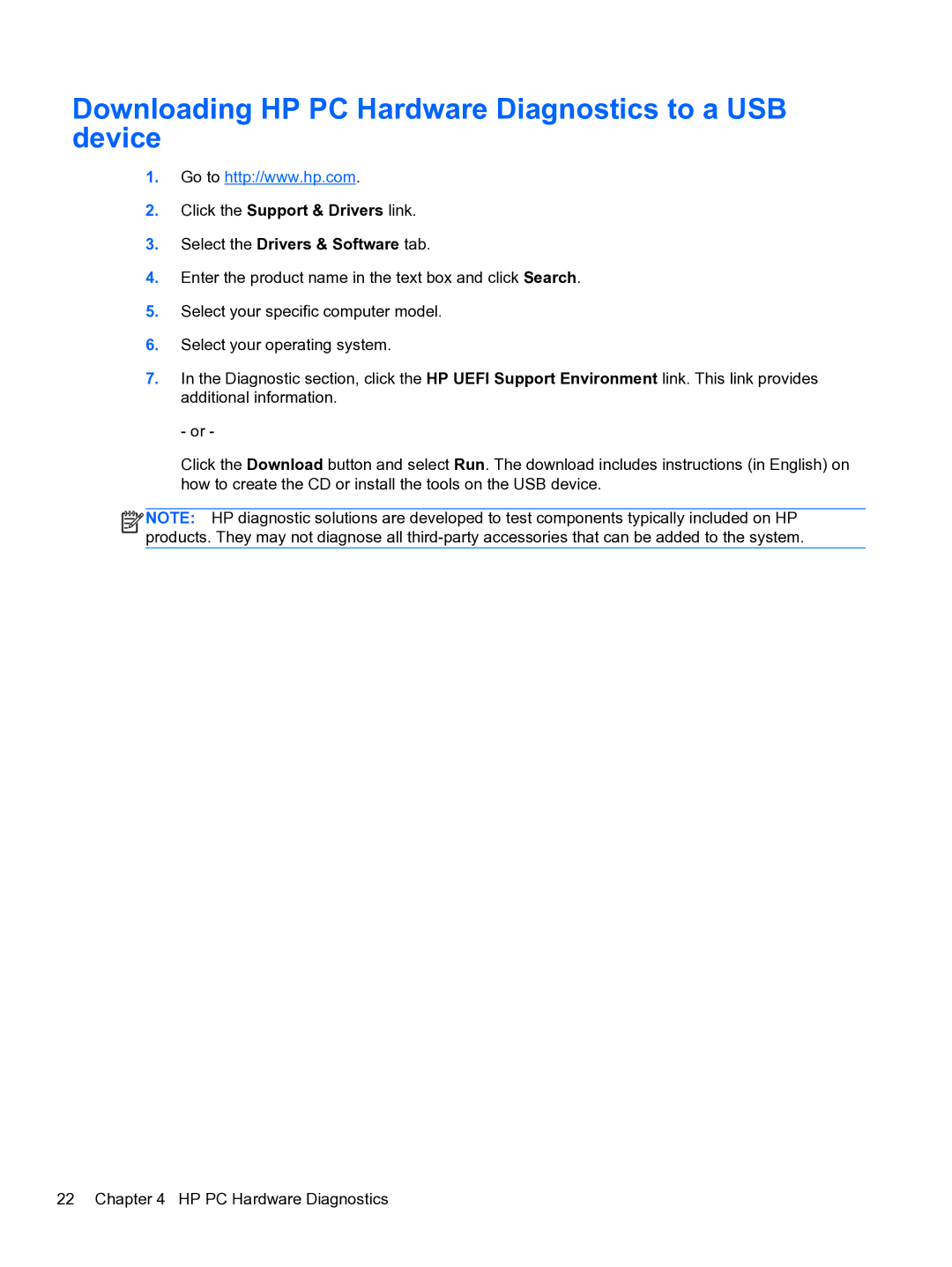 HP 8300E B8U11UT#ABA manual Downloading HP PC Hardware Diagnostics to a USB device 