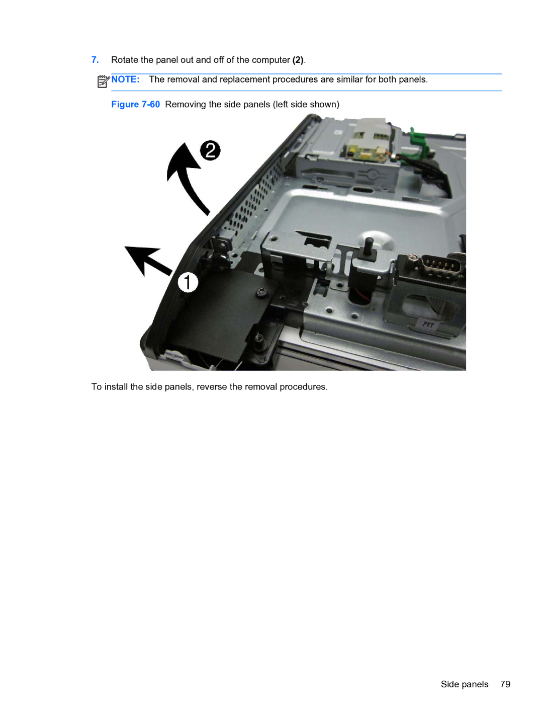 HP 8300E B8U11UT#ABA manual Rotate the panel out and off of the computer 