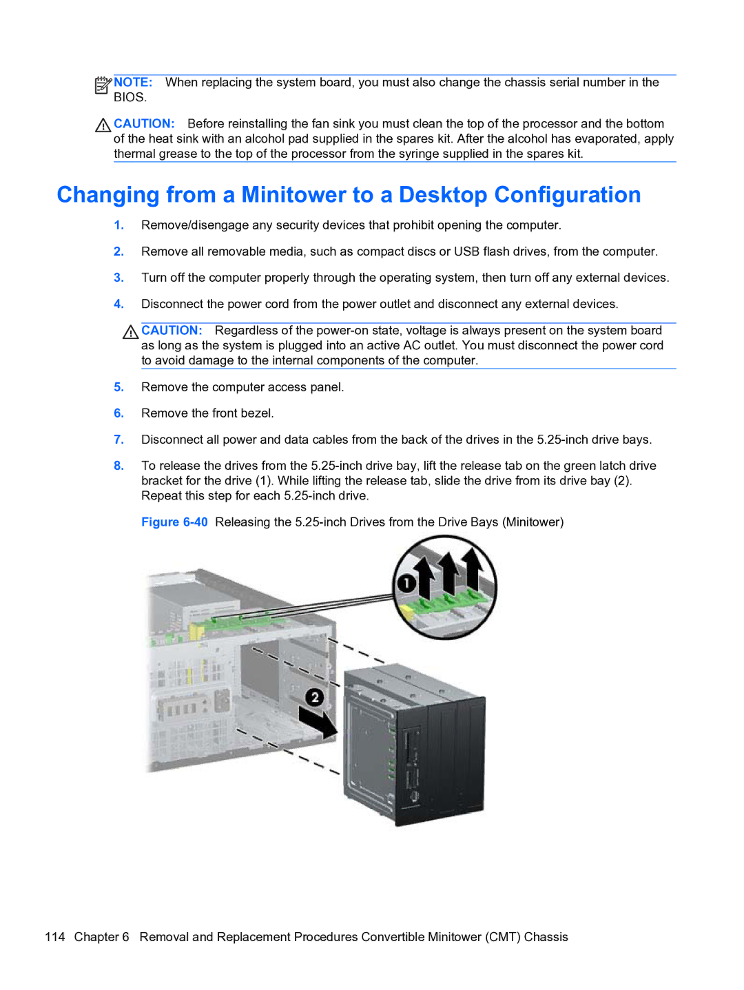 HP 8300e D8C26UTABA manual Changing from a Minitower to a Desktop Configuration 