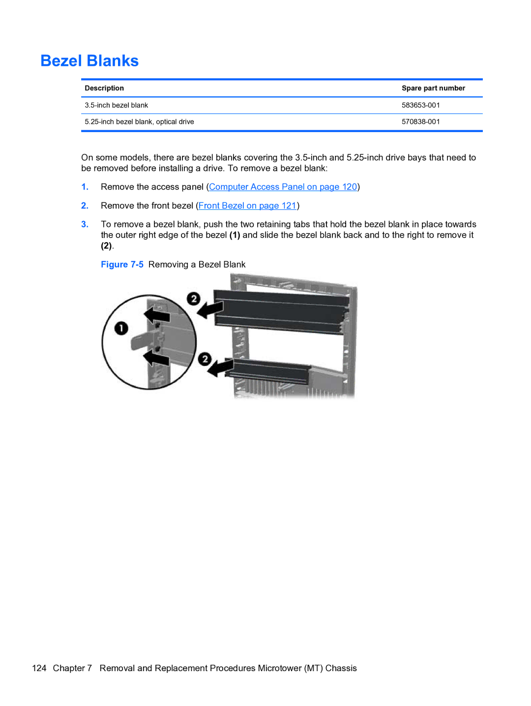 HP 8300e D8C26UTABA manual Bezel Blanks 