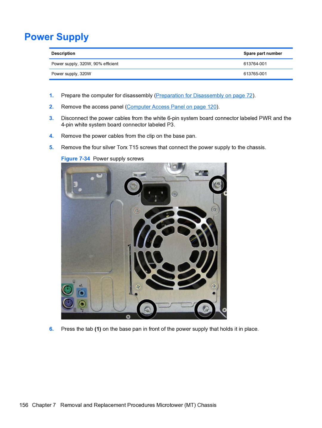 HP 8300e D8C26UTABA manual Power Supply 