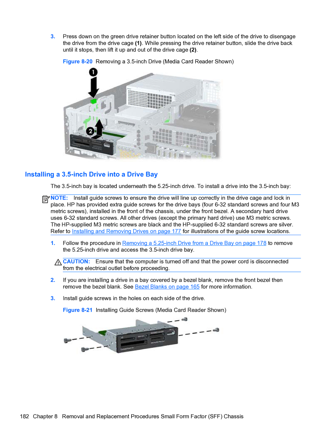 HP 8300e D8C26UTABA manual Installing a 3.5-inch Drive into a Drive Bay 