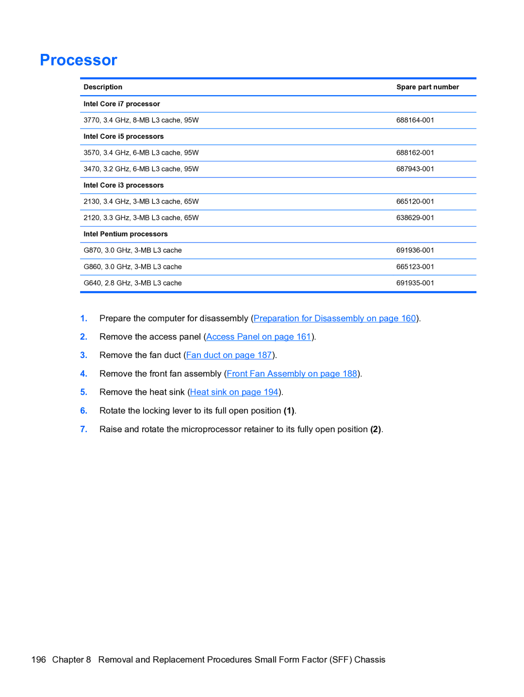 HP 8300e D8C26UTABA manual Processor 