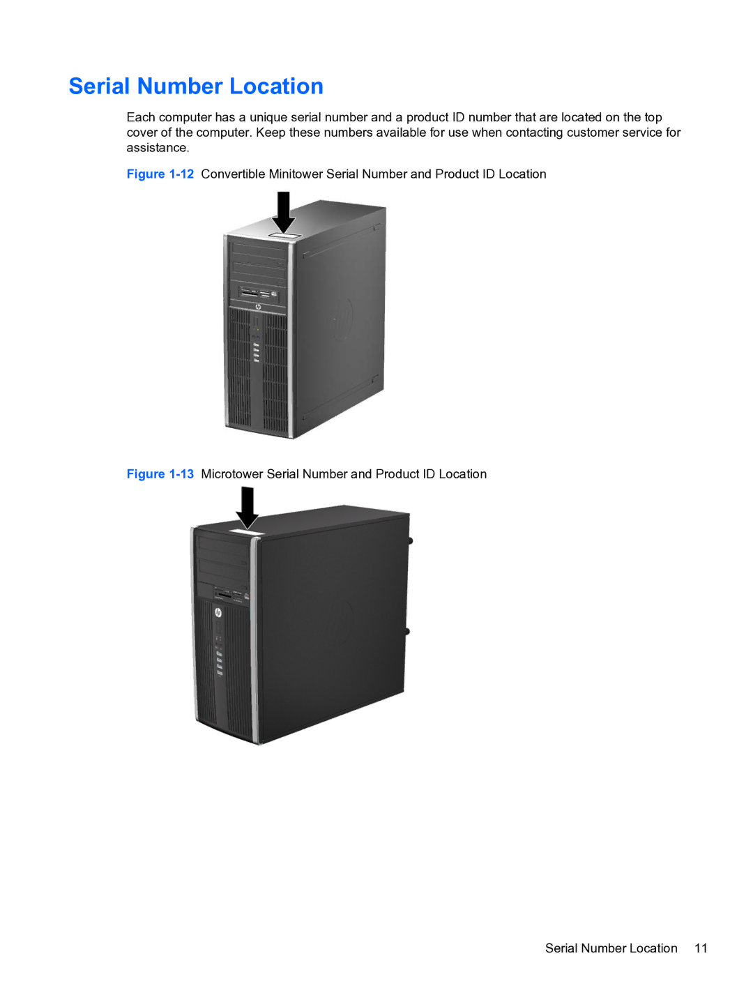 HP 8300e D8C26UTABA manual Serial Number Location 